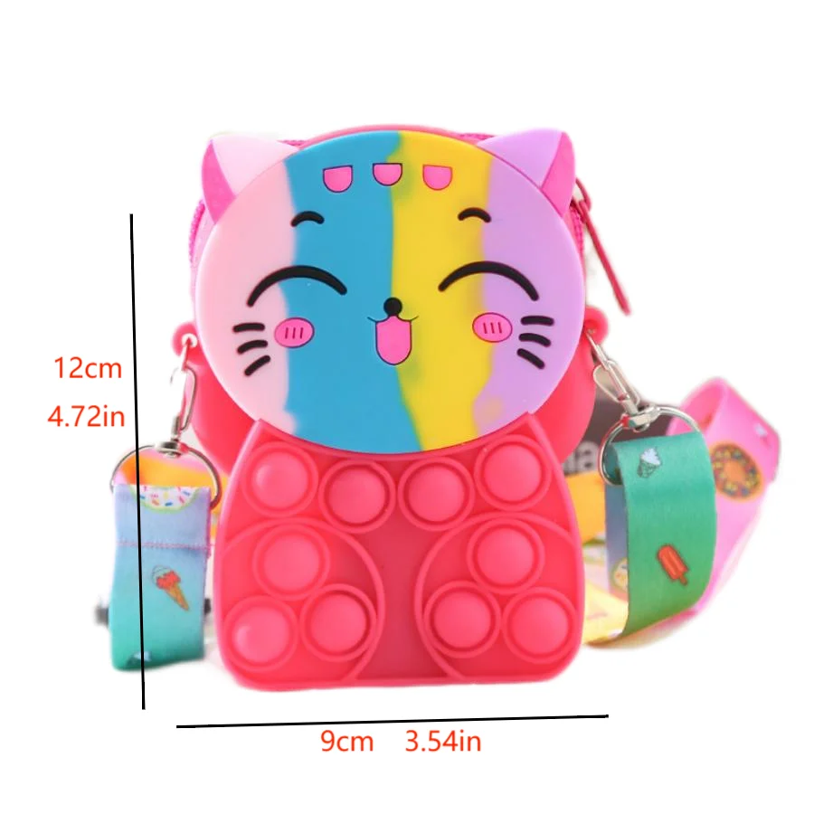 Girls silicone cute animal bag messenger bag coin purse kids stress relief pop toy stress relief bubble fun small gift shoulder