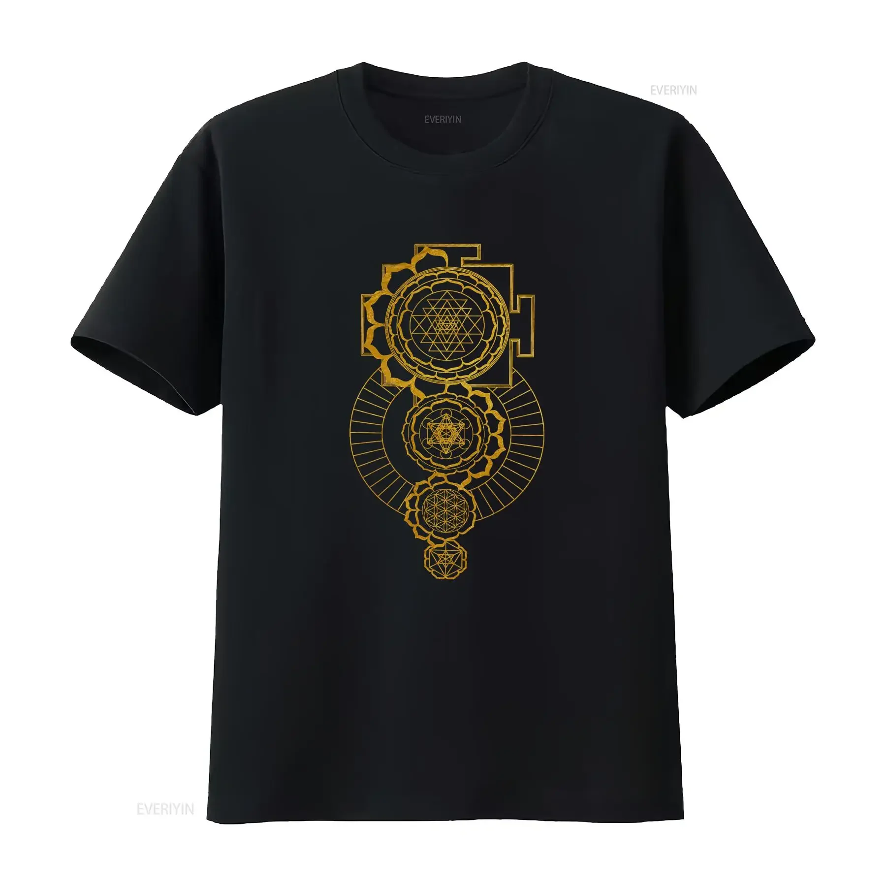 Sri Yantra Metatron's Cube Flower of Life Sacred Geometry Vector Equilibrium Geometric Festival Wear Psychedelic T Shirt