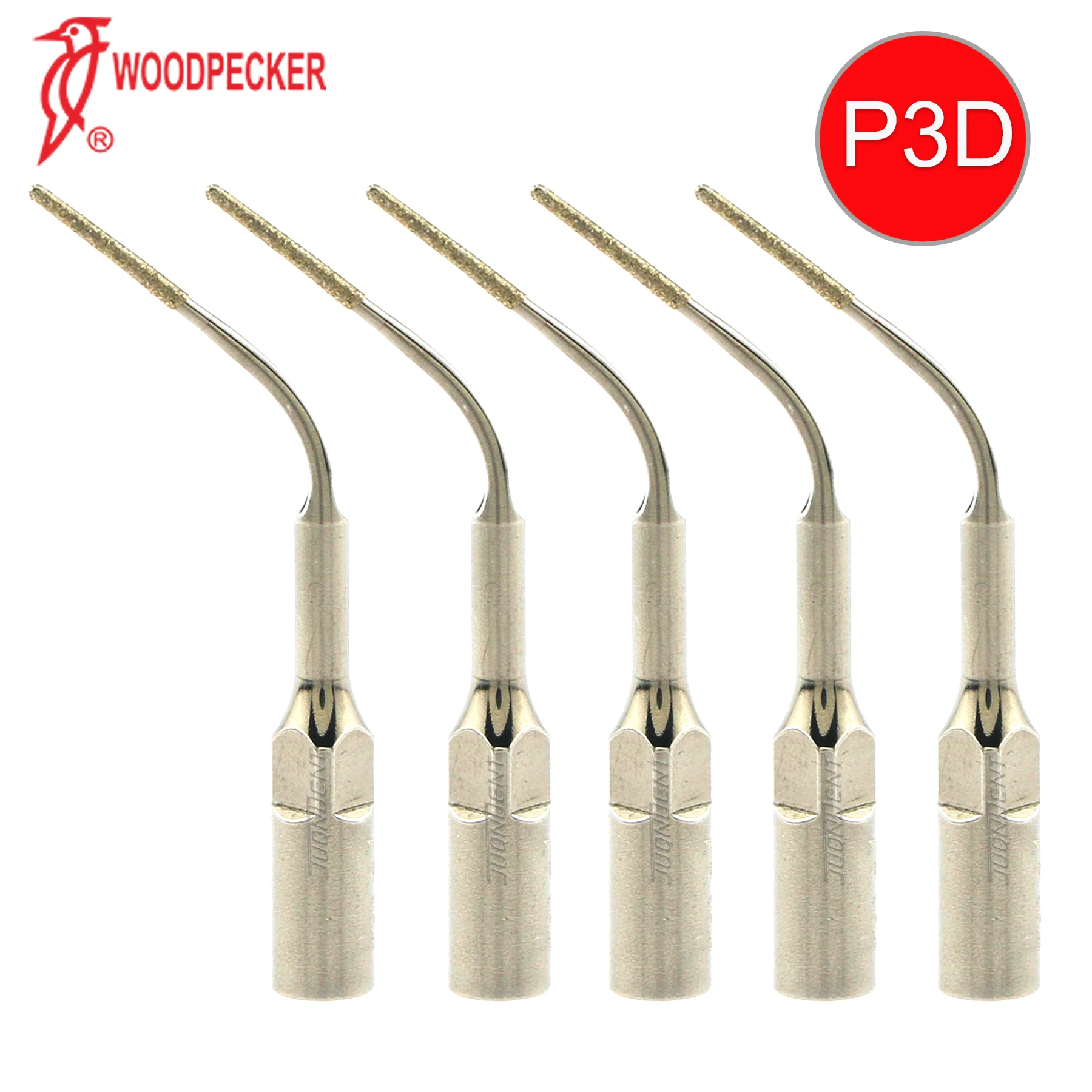 5pcs P3D Woodpecker Dental Scaler Tips Ultrasonic Periodontics Tip With Diamond For Polishing Root Canal Surface Fit EMS Mectron