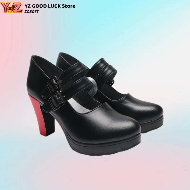 Zone Zero Ellen Joe Cosplay chaussures jeu Zenless femmes Halloween fête femme de chambre Roleplay requin fille noir personnalisé chaussures talons hauts