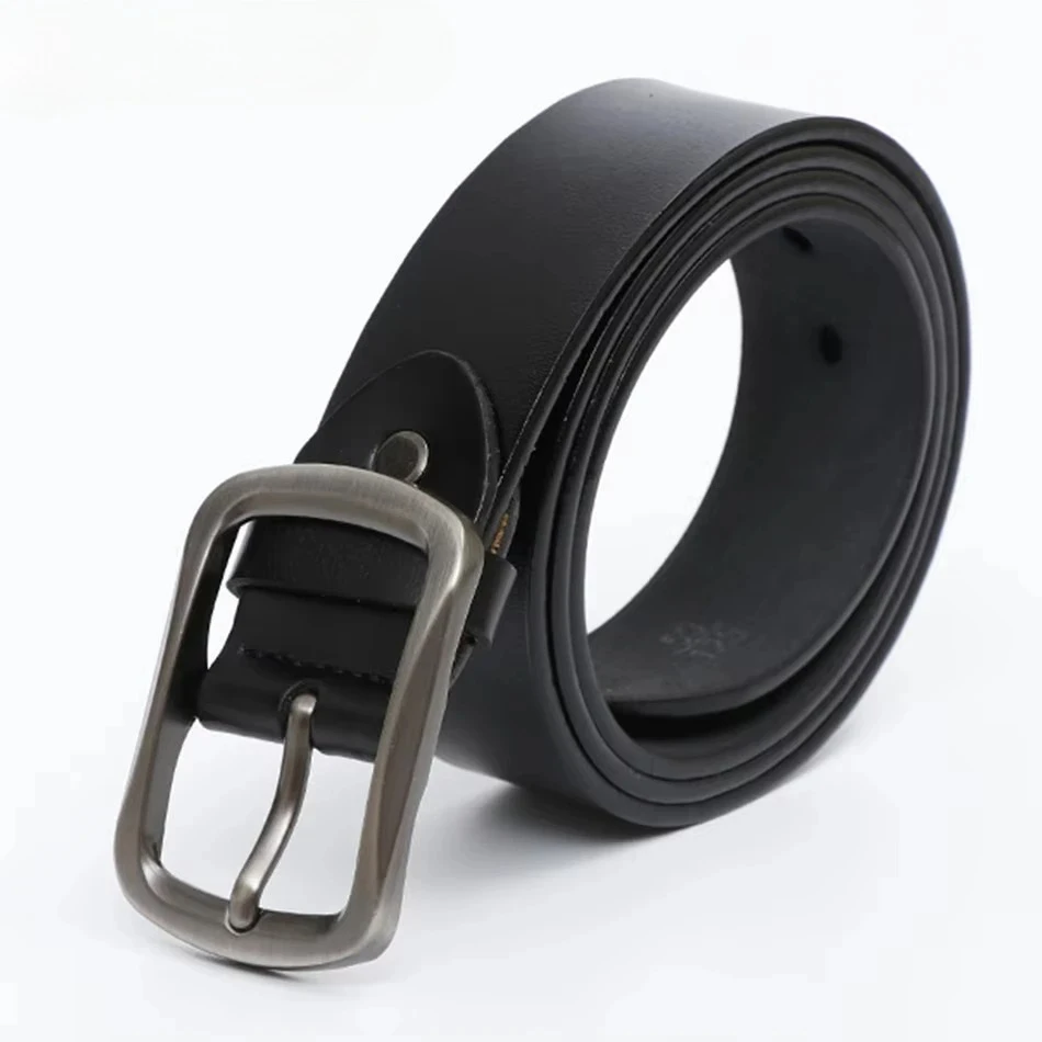 

Black Pin Buckle Leather Belt Men Vintage High Quality Belt for Jeans Real Leather Genuine Male Belt 115 Cm 125 Cm New Brand