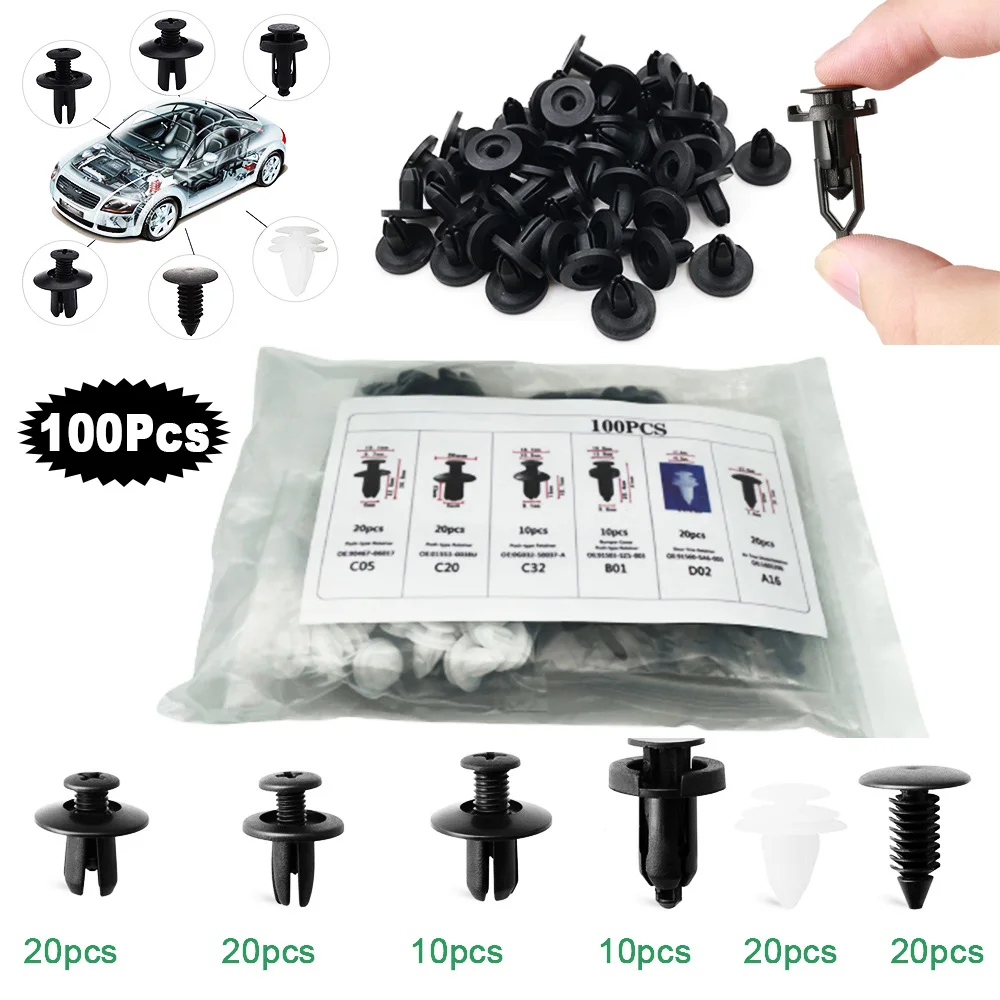 Universalmente clipe de fixação automática 50-100 pçs corpo do carro push retentor pino rebite pára-choques porta guarnição painel retentor fixador kit carro