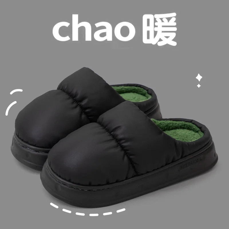 

Зимняя мужская обувь, уличные хлопковые тапочки на плюшевой подкладке, женские теплые меховые тапочки, пушистая мужская домашняя обувь Pantuflas Hombre