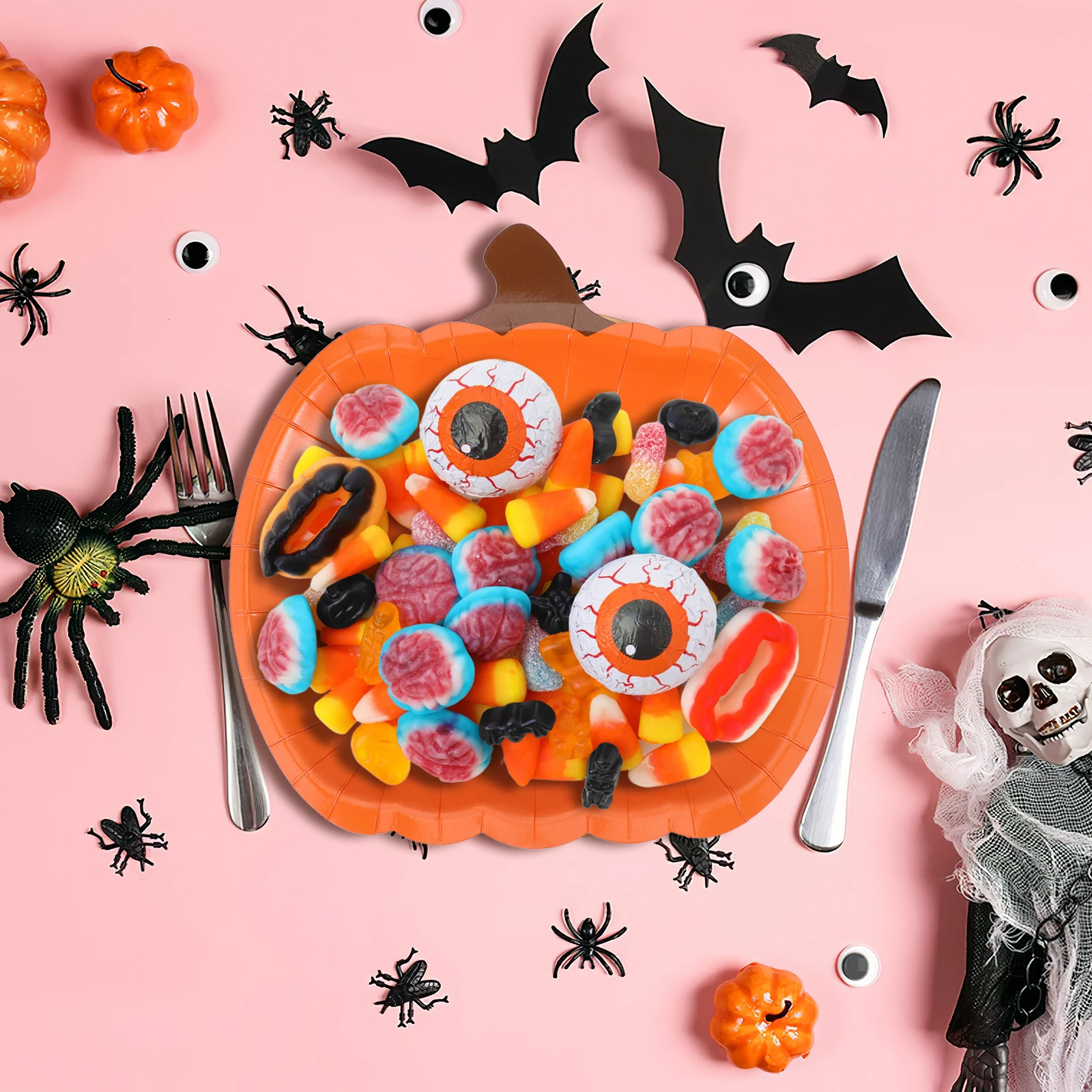 

20 Pcs Pumpkin Paper Pallet Plates Dessert Thanksgiving Face Shaped Dishes