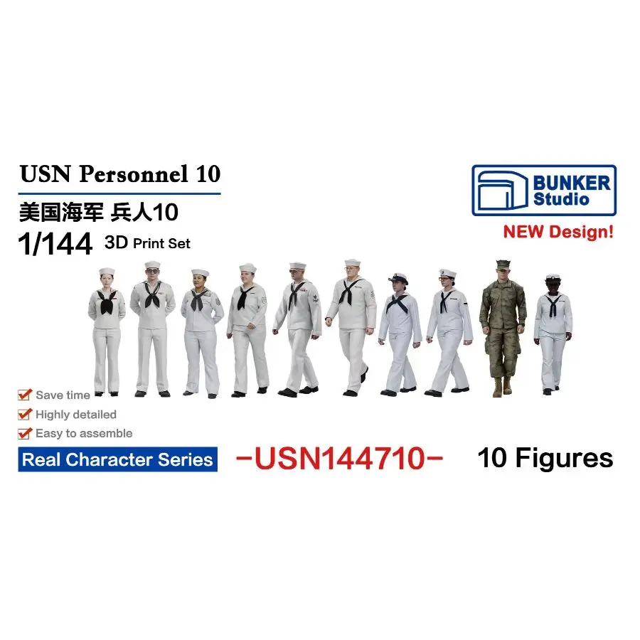 BUNKER USN144710 1/144 USN Personnel 10 3D-print  10PCS