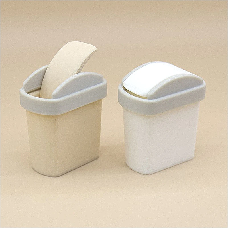 

1pc 1:12 Scale Dollhouse Mini Plastic Flip-top Trash Can Furniture Model Playhouse Doll House Living Room Scene Trash Can Model