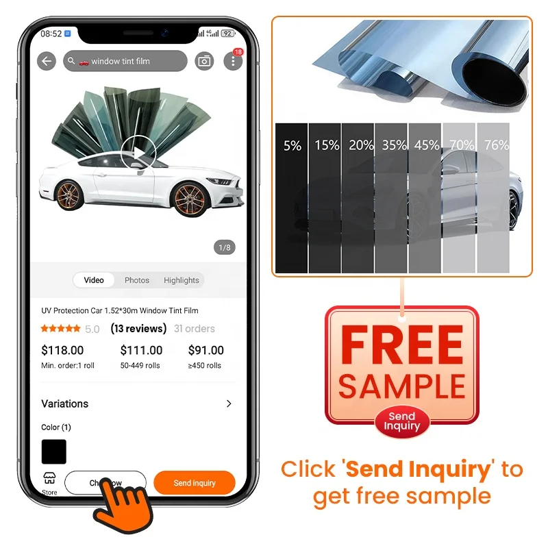 الشركة المصنعة المخصصة 2 رقائق 99% UVR مقاومة للحرارة حماية الخصوصية نافذة السيارة تينت فيلم لفة