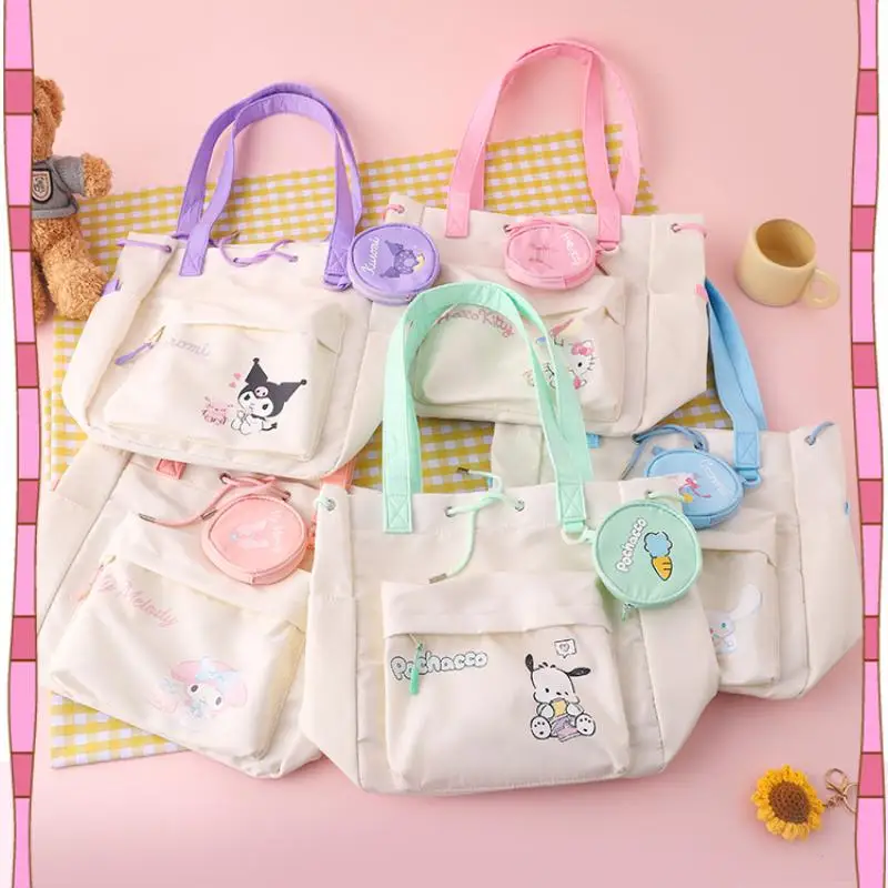 لطيف الكرتون سانريوس مرحبا كيتي كورومي بلدي ميلودي حمل حقيبة رسم حبل عملة المحفظة خفيفة الوزن حقيبة كتف الأزياء هدية #1