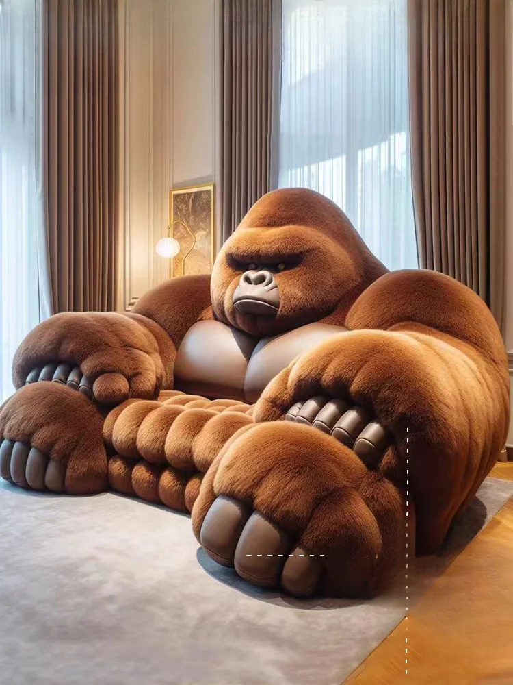 Designer Gorilla Shaped Sofa Fiberglass Furniture Living Room Villa Hotel Creative Multi Person Decoration