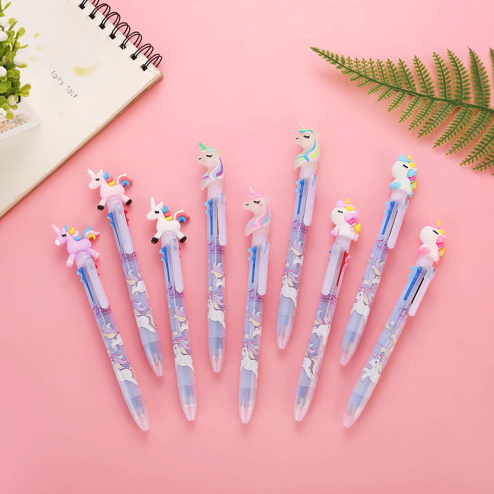 20Pcs/Lot Cute 3D Unicorn Ballpoint Pens 6 Color Cartoon Pony Retractable Ball Pens Kawaii School Stationery for Girls Kids Gift