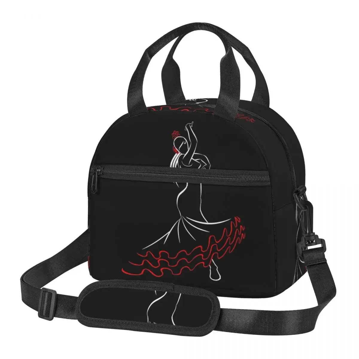 Spain Flamenco Dancer Front Insulated Lunch Bag for Women Kids Portable Food Boxes Thermal Lunch Box Tote
