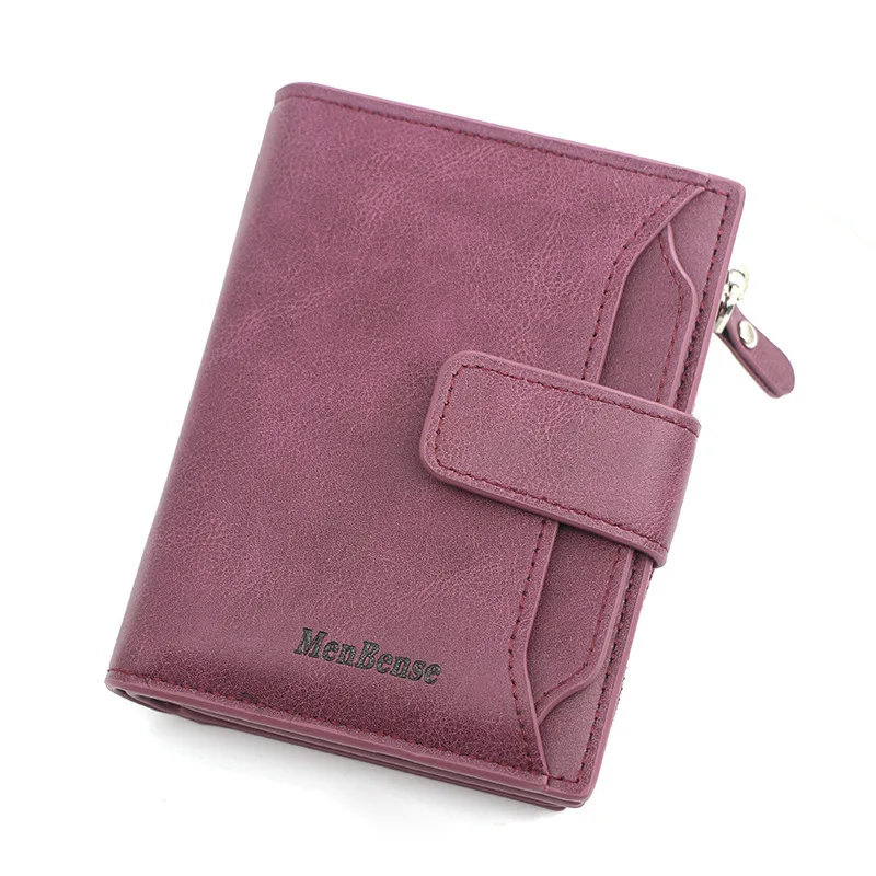 New Men's Wallet PU leather Short Snap Buckle Casual Card Bag Vertical Loose leaf Men's Wallet with Insert Card Purse Male