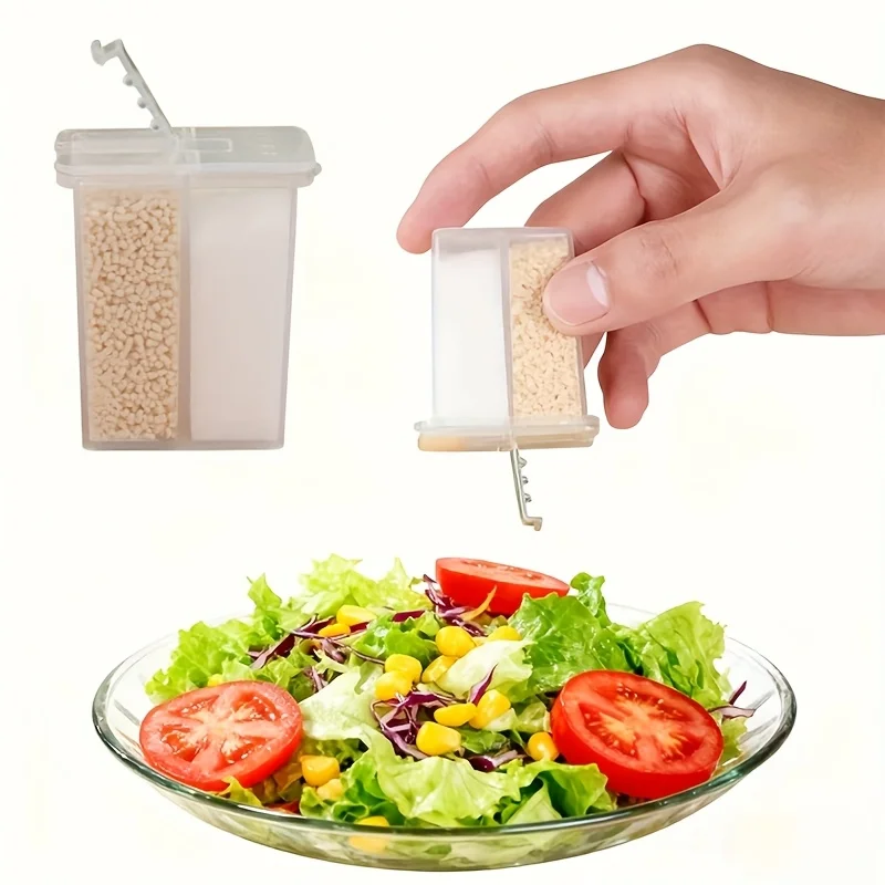 Paquete de 1/2/5 Uds. Juego de salero y pimienta de plástico, recipientes transparentes para sal y pimienta con tapa, dispensador de especias para llevar