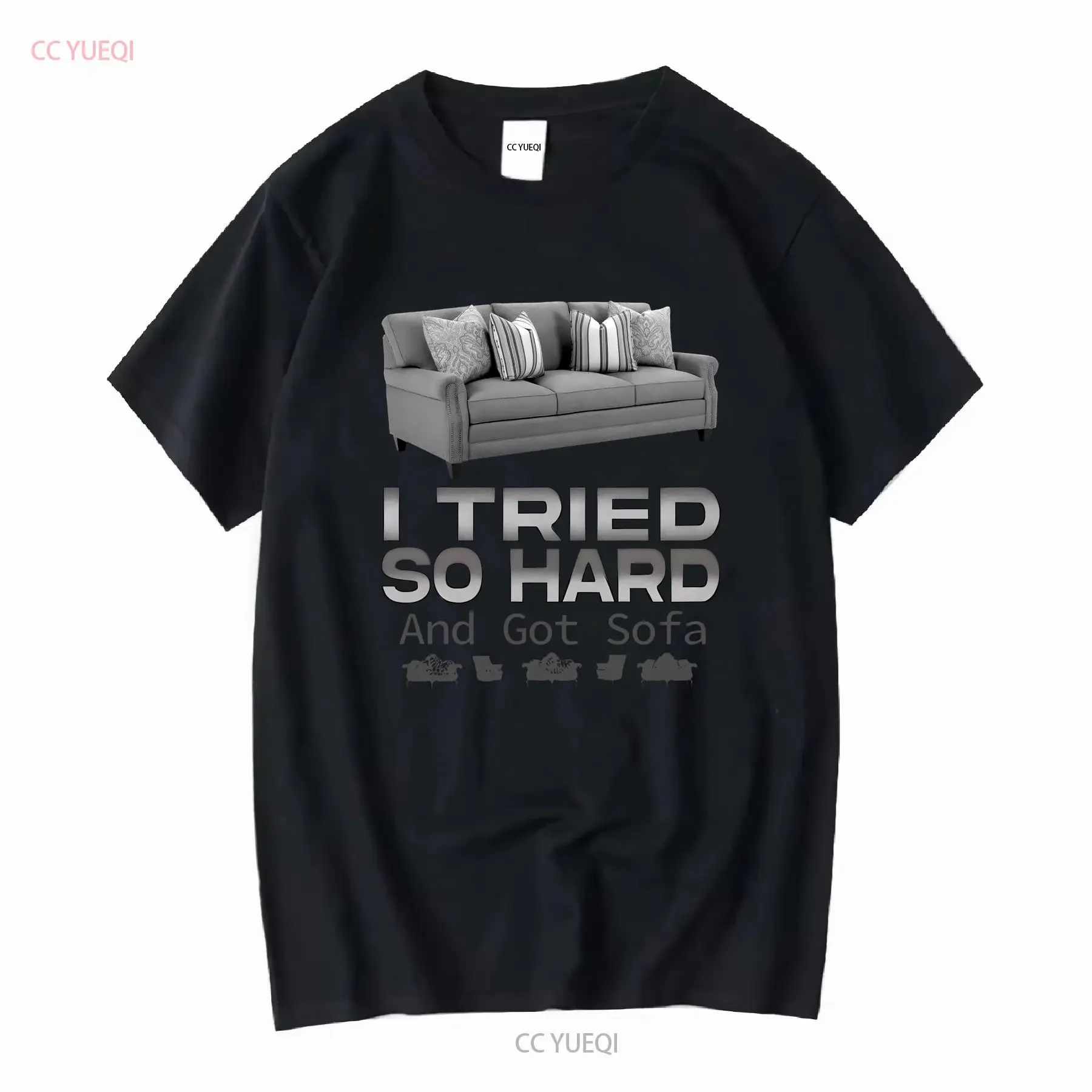 Camiseta con texto en inglés "I Tried So Hard And Got Sofa", parodia divertida de trocadilho, bobo, Ironic Gen Z, vintage, lavada, informal, Unisex, ropa de calle para hombre