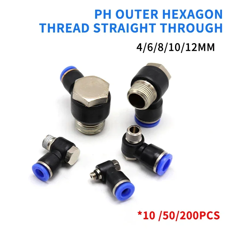 

Hexagonal Air Pneumatic Pipe Connector 4mm-12mm OD Hose Tube 1/8" 1/4" 3/8" 1/2" BSP Male Thread L Shape Gas Quick Joint Fitting