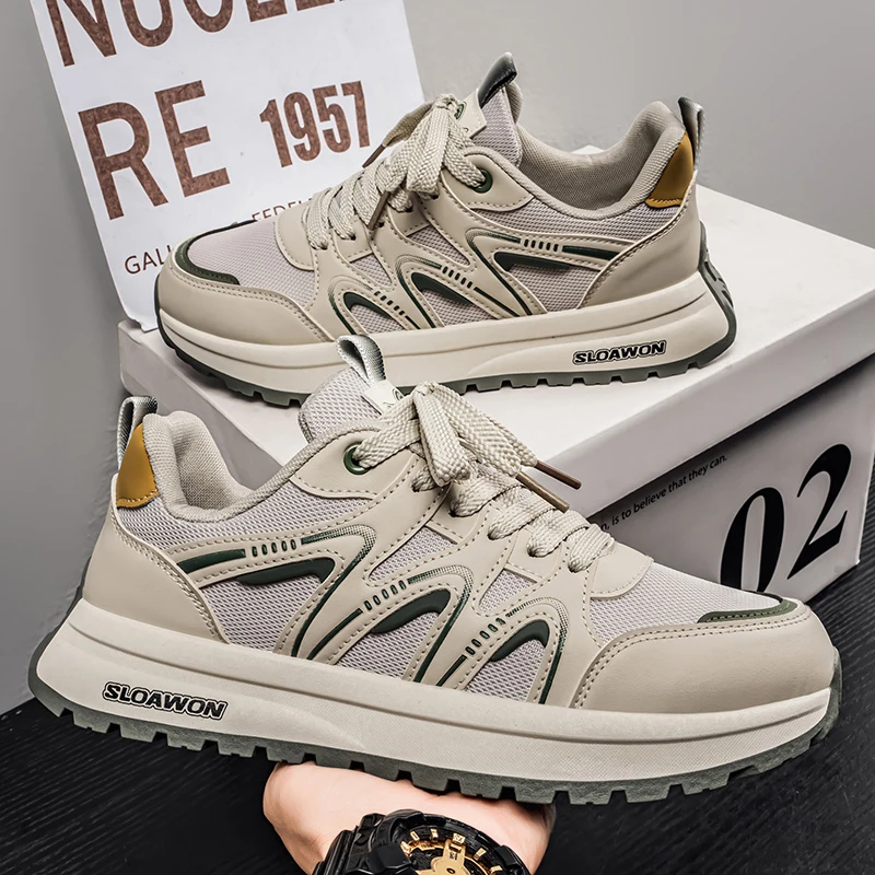 

Thick soled height increasing casual sports shoes with gradient midsole shock absorption technology, breathable mesh surface, no