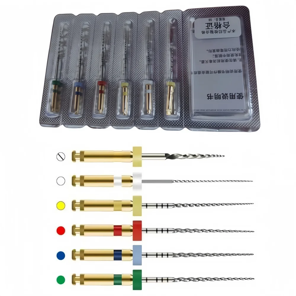 

SDental Root gold Files Large Taper Machine Expanding Needles Nickel Titanium Machine Root Canal Files1Boxes(6pcs)