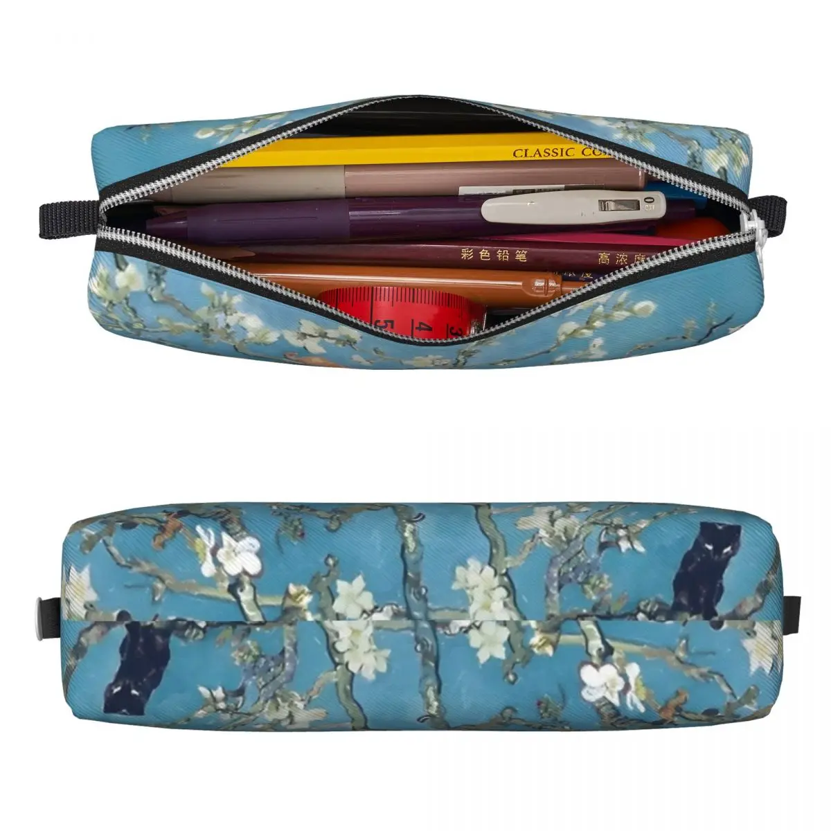 Van Gogh Pencil Cases Fashion Cute Cats in Almond Blossom Pen Box Bags Student Big Capacity School Supplies Gift Pencilcases