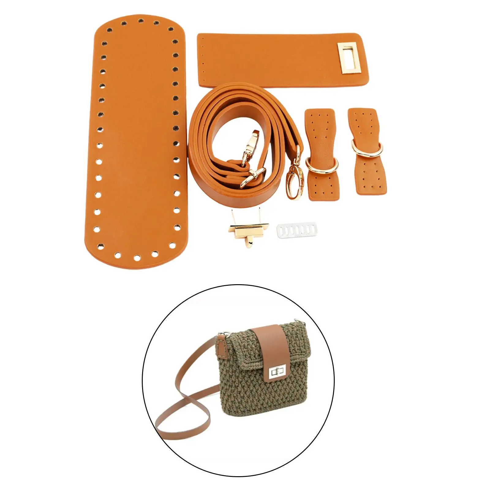 PU Leather DIY Bag Strap Set, Base inferior do saco de crochê, Alça de ombro ajustável, Handmade Purse Making Supplies