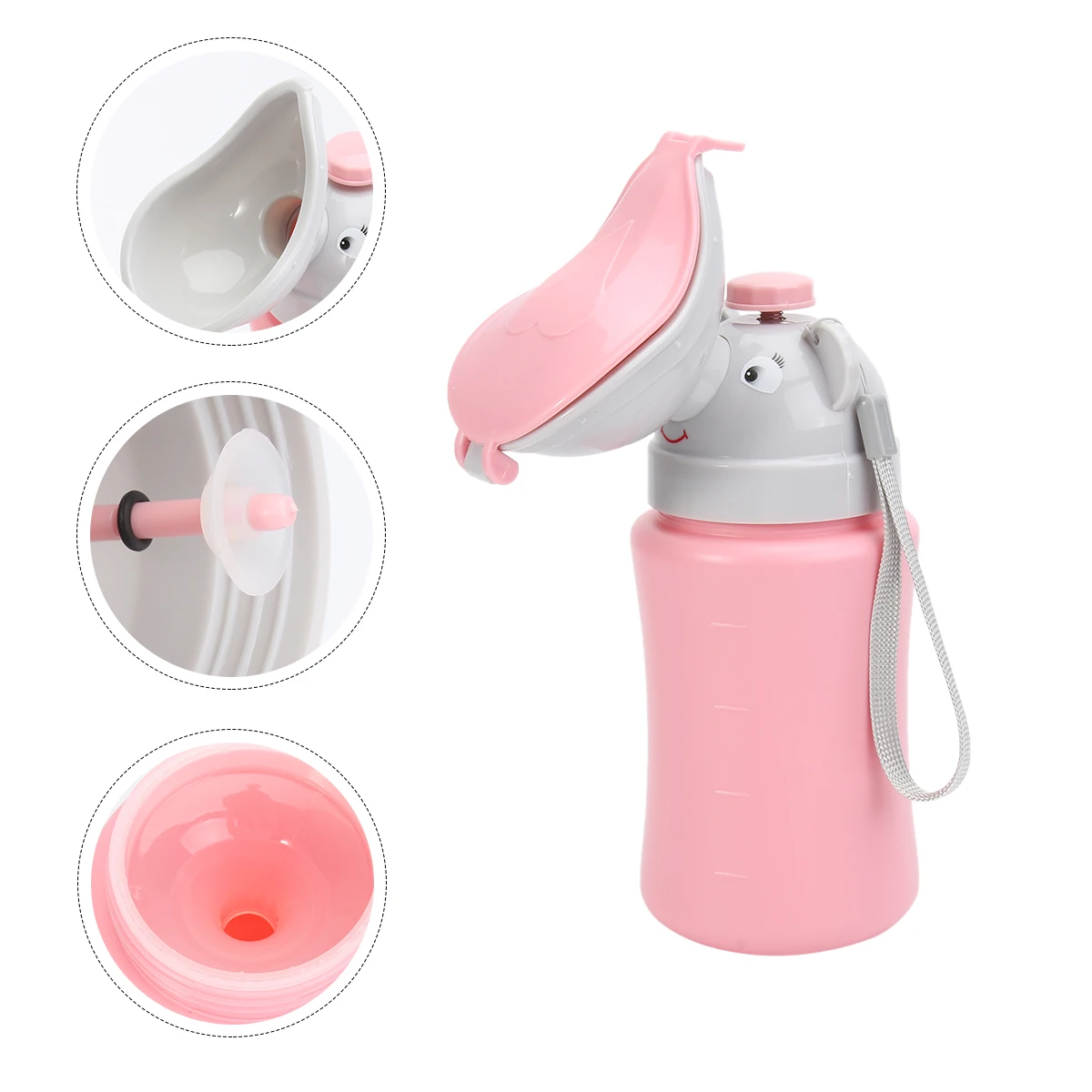

Portable Car Urinal for Kids Lightweight Travel Toilet with Cute Cartoon Design No Leakage Baby Night Use Pink