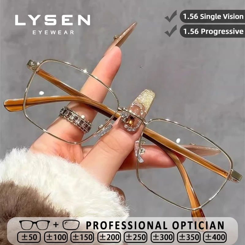 

LYSEN Trendy Rectangular Women Anti Blue Light Computer Glasses lady Reading Glasses Anti Reflection Myopia Prescription Eyewear