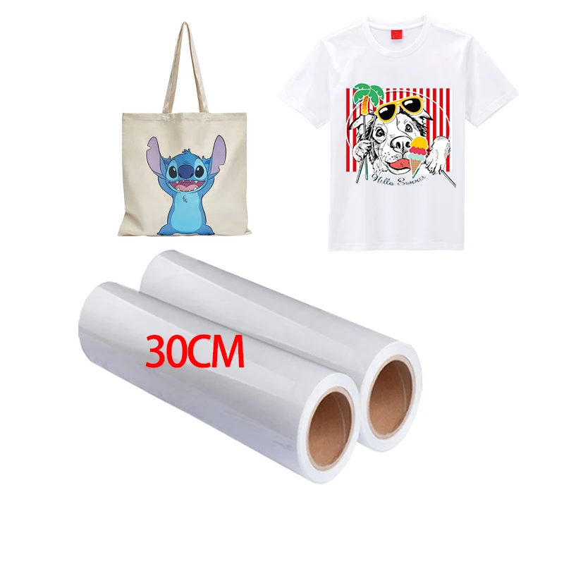 30cm*100m 75U Thickness Release Pet Film Roll Double-sided Cold Peel Hot Peel Heat transparent Film 30cm for T-shirt DTF Printer