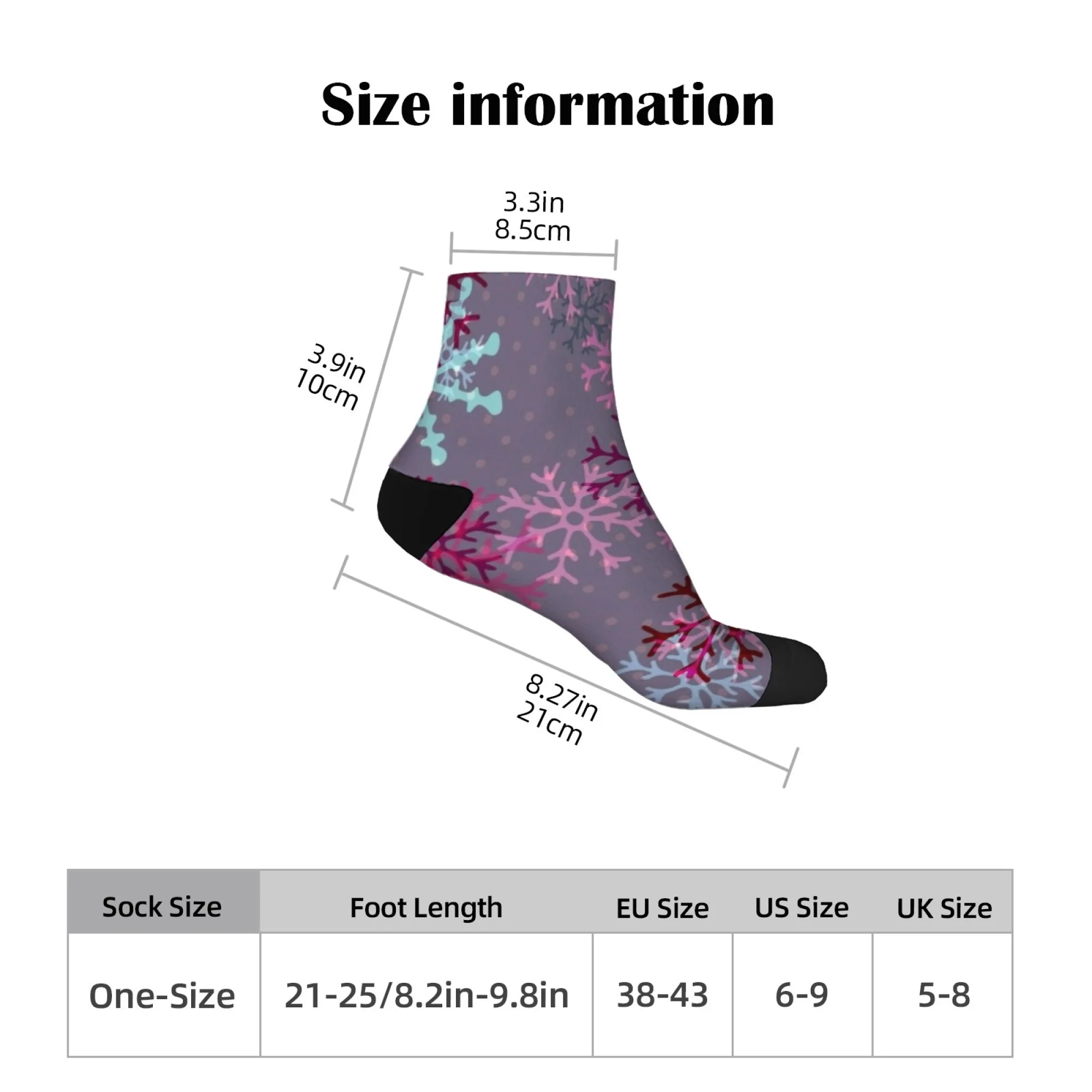 Calzini corti da uomo in stile natalizio con fiocco di neve viola Novità divertenti calzini a compressione pazzi morbidi e comodi hip hop casual