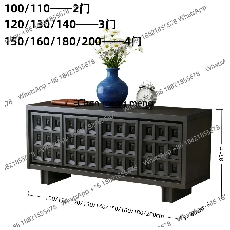 Solid wood entrance cabinet, living room storage decoration, household tea cabinet against the wall