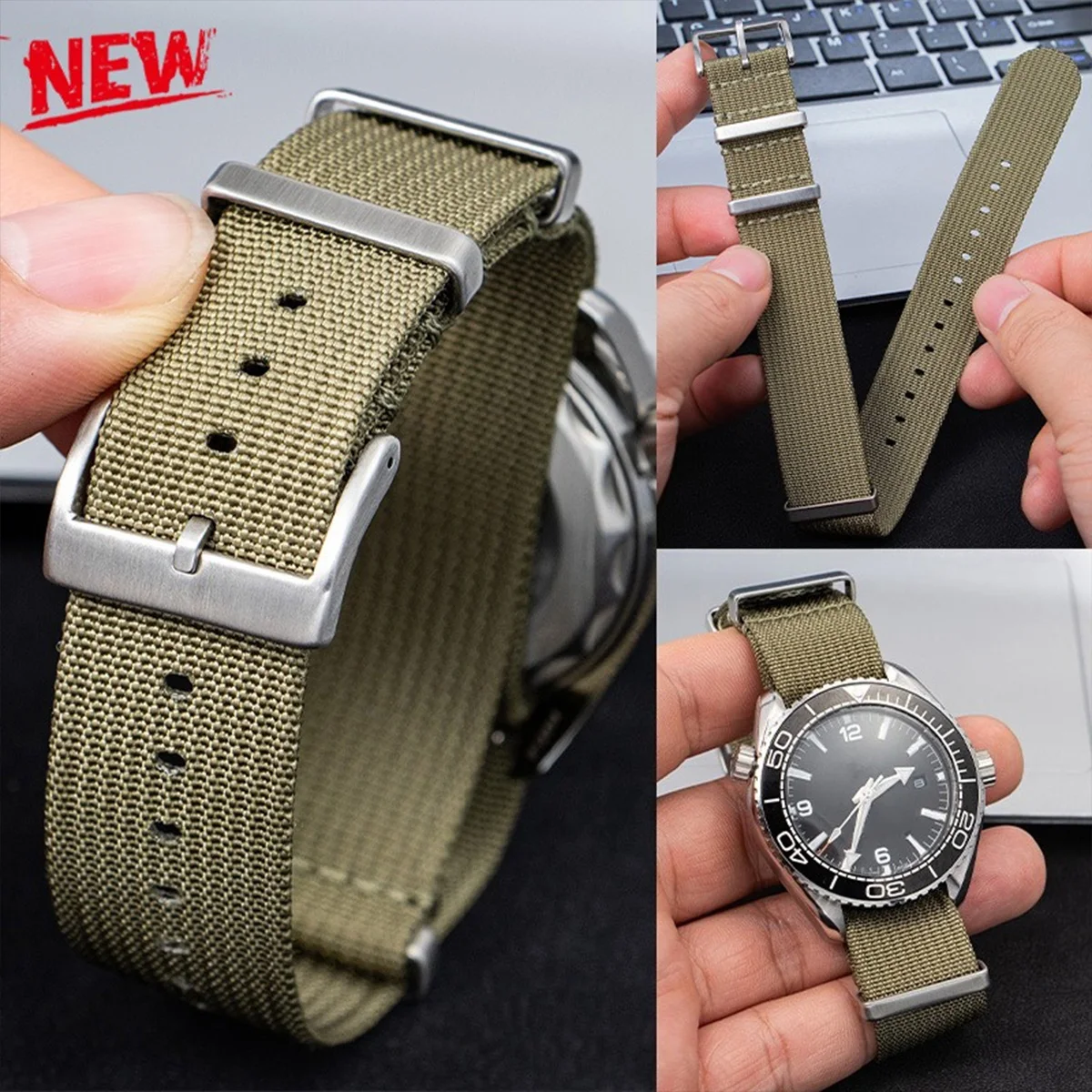 Neues Nylon-Uhrenarmband 18 mm 20 mm 22 mm für Omega-Uhrenarmband-Zubehör, Army Sport-Armbänder, Correa für Damen und Herren