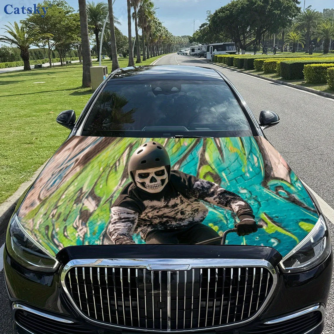 

Cool skeleton print,car hood stickers,PVC waterproof Self adhesive car hood sticker,car hood decoration protection stickers,Auto