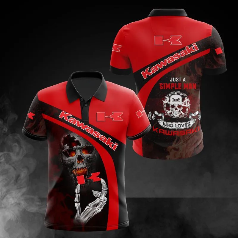 

Мужская повседневная Уличная мотоциклетная рубашка-поло Kawasaki, модная дышащая рубашка-поло с короткими рукавами 3D, Новинка лета