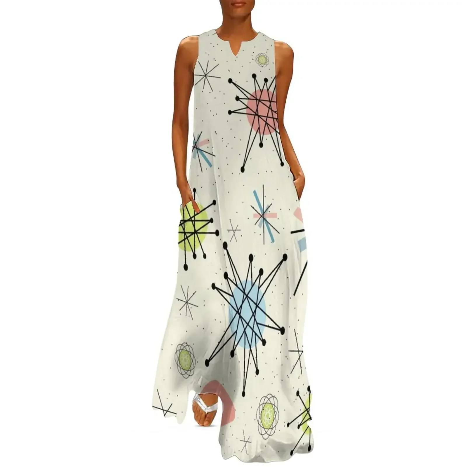 

1950s Atomic Pattern Long Dress summer dresses women 2025 sexy short dresses daring evening dress ladies Dress