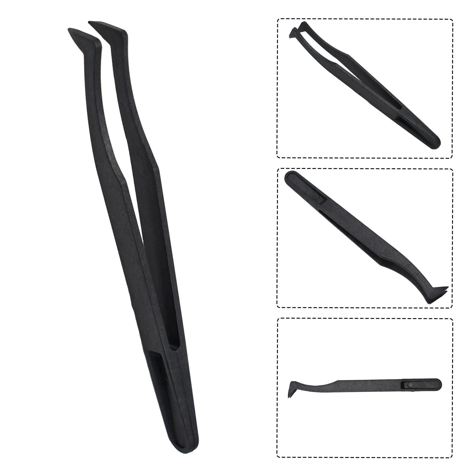 Anti-Static Carbon Fiber Tweezers Precision Maintenance Industrial Repair Curved Tool Working Model Making Hand Tool