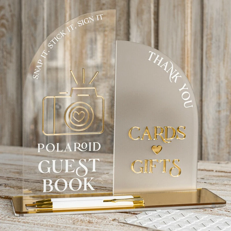

Photo Guestbook,Cards and Gifts Sign,Arch Acrylic Audio Guestbook Sign,Personalized Table Sign