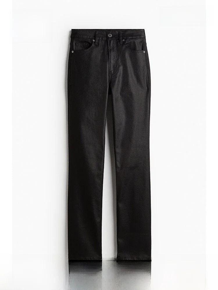 

High Waist Slim Fit Comfortable Simple Style Women's Jeans H&M Summer Fashion Long Pants 1199187 Straight Leg Cotton Polyeste...