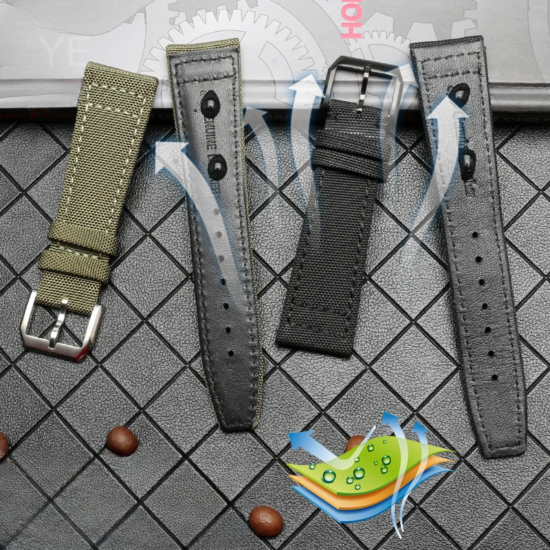 IWC 포르투갈어 Portofino Le Petit Prince 시리즈 솔리드 스틸 버클 통기성 땀 방지 나일론 캔버스 시계 스트랩 20 21 22mm