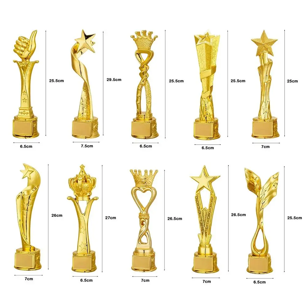 Crown Pentagram Competition Trophy Medal Golden Color Universal Pentagram Trophy Multi Size Gold Color Plastic Model