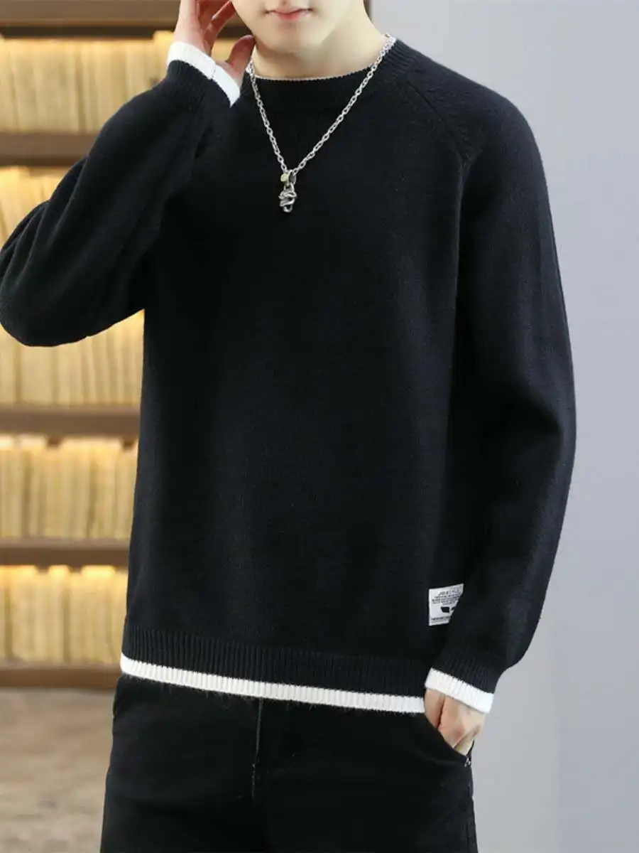 

Мужской свитер Thiened Cable Knit круглый Ne, мужская зимняя теплая внутренняя одежда, повседневная модная осенняя новинка, новое поступление