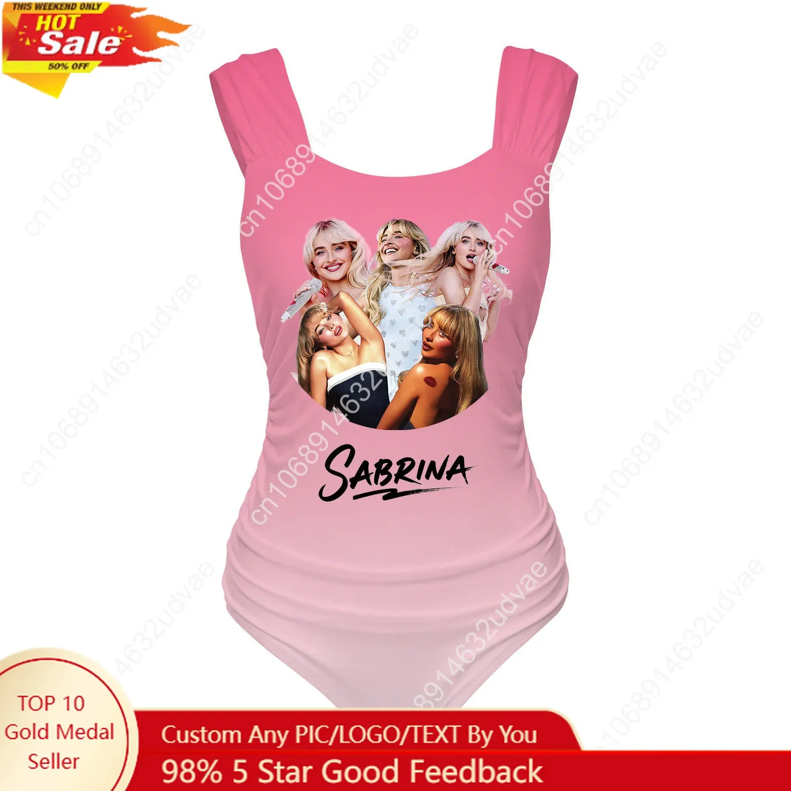 Sabrina Carpenter Swimsuit Wide Strap Women Bathing Suits Pop Singer Personalized Swimwear Summer Sexy Bikini Custom Beachwear
