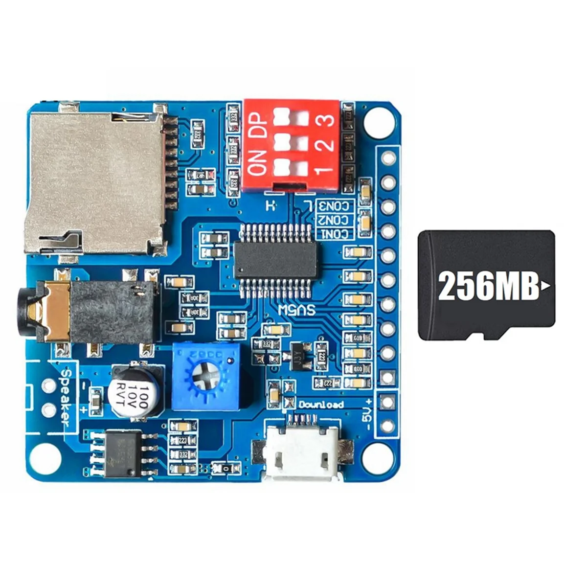 Voice Playback Module MP3 Player Module+256MB Memory Card UART I/O Trigger Class D Amplifier Board 5W DY-SV5W