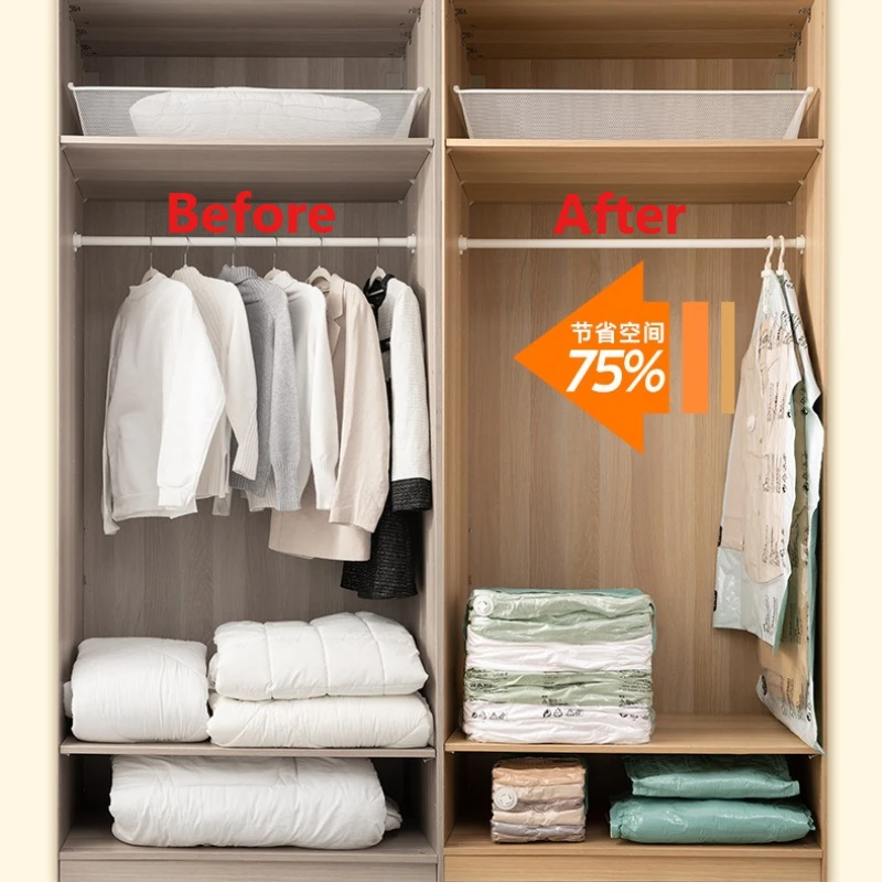 Pumpenlose Vakuum-Aufbewahrungsbeutel Extra Große Platzsparende Kompressionsbeutel für Kleidung, Decken, Bettdecken, Kleiderschrank, Schlafzimmer-Organizer – Detail 6