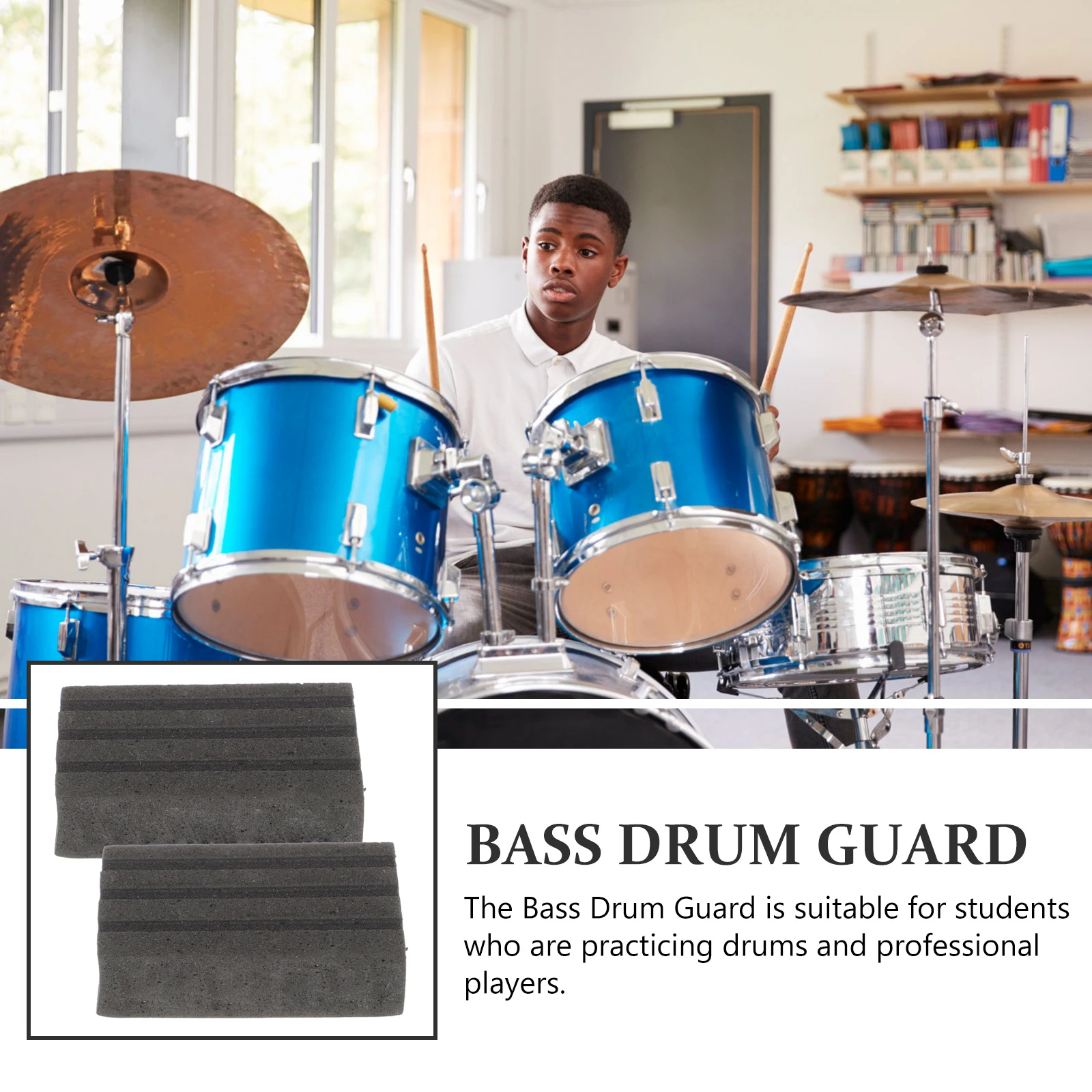 

2pcs Bass Drum Guards Anti-slip Sponge Rings Hoop Protector Pedal Bumper Drum Accessory Durable Practical Replacement Broken Old