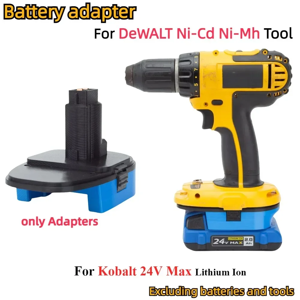 For Kobalt 24V Max Low Profile Battery Adapters Compatible TO DeWALT Ni-Cd Ni-Mh Cordless Drill Tools Accessory(Only Adapter)