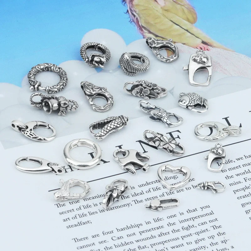 

Пряжка-подвеска из чистого серебра 925 пробы, пряжка для соединения ожерелья, пряжка для браслета «сделай сам», большая пружинная пряжка, пряжка для аксессуаров, кольцо