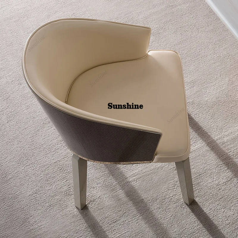 Italian light luxury home high-end paint comfortable microfiber leather dining chair