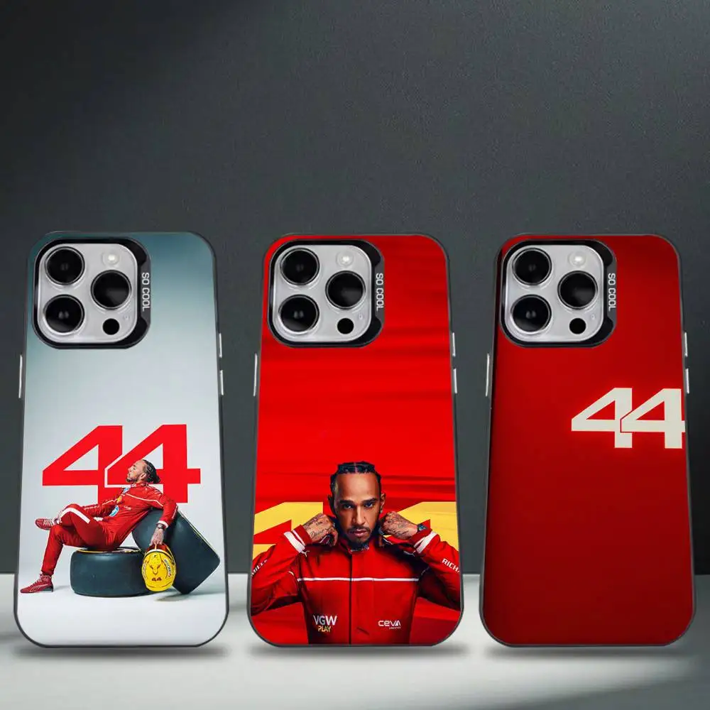44 L-Lewis H-Hamilton-ES جراب هاتف آيفون 16,15,14,13,12,11,8,7,Pro,Max,Plus,Mini,XS,SE مضاد للسقوط أسود غير لامع