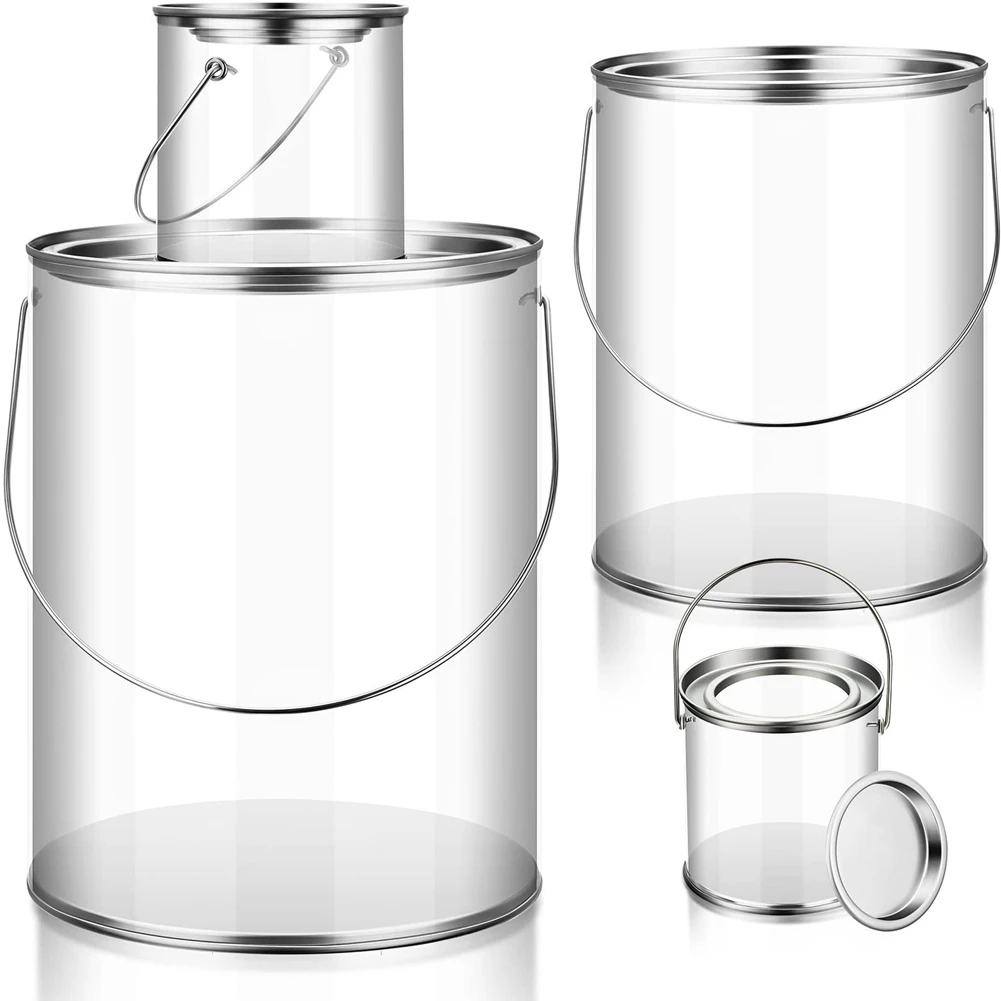 

Paint Bucket Clear Bucket With Metal Lids And Handle Decorative Clear Plastic Bucket Storage Clear Paint Can 8 Pack-[A22I Store]