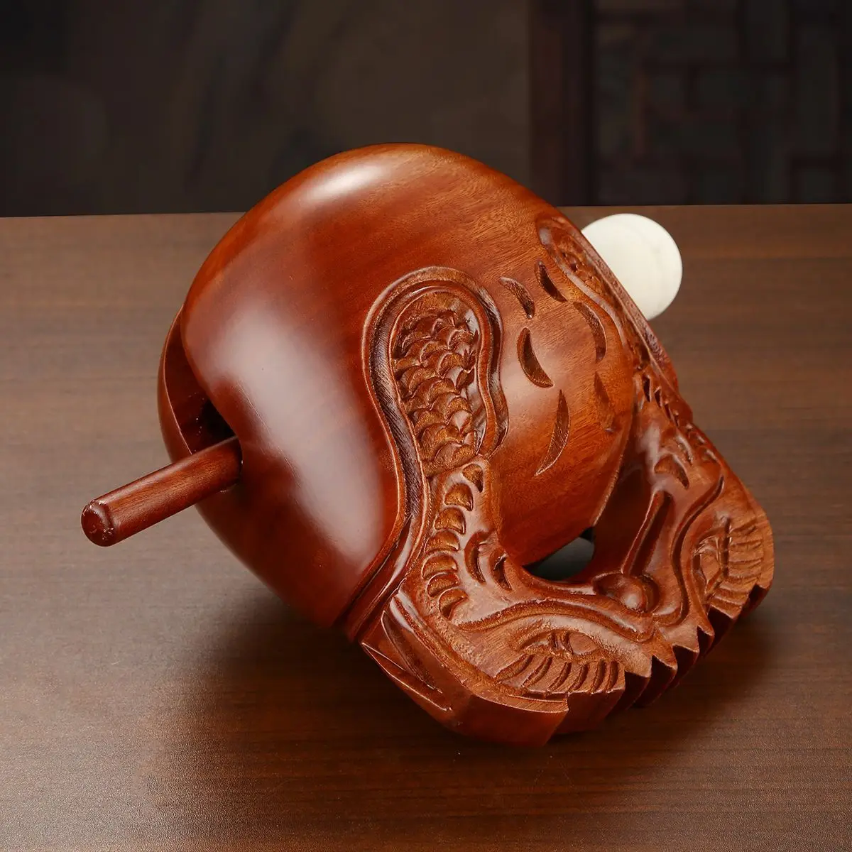 Red Sandalwood Wooden Fish Taoist Buddhist Chanting Traditional Dharma Instrument Solid Wood Prayer Home Small Ornament