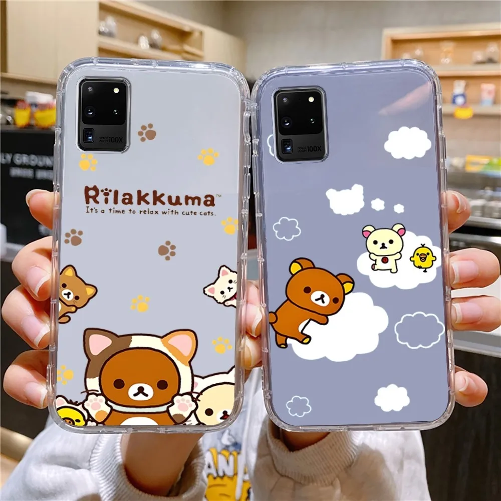 R-Rilakkuma Phone Case For Samsung Galaxy A52 A12 A51 S21 Edge S22ULTRA S23 S20LITE Plus Ultra Transparent Cover