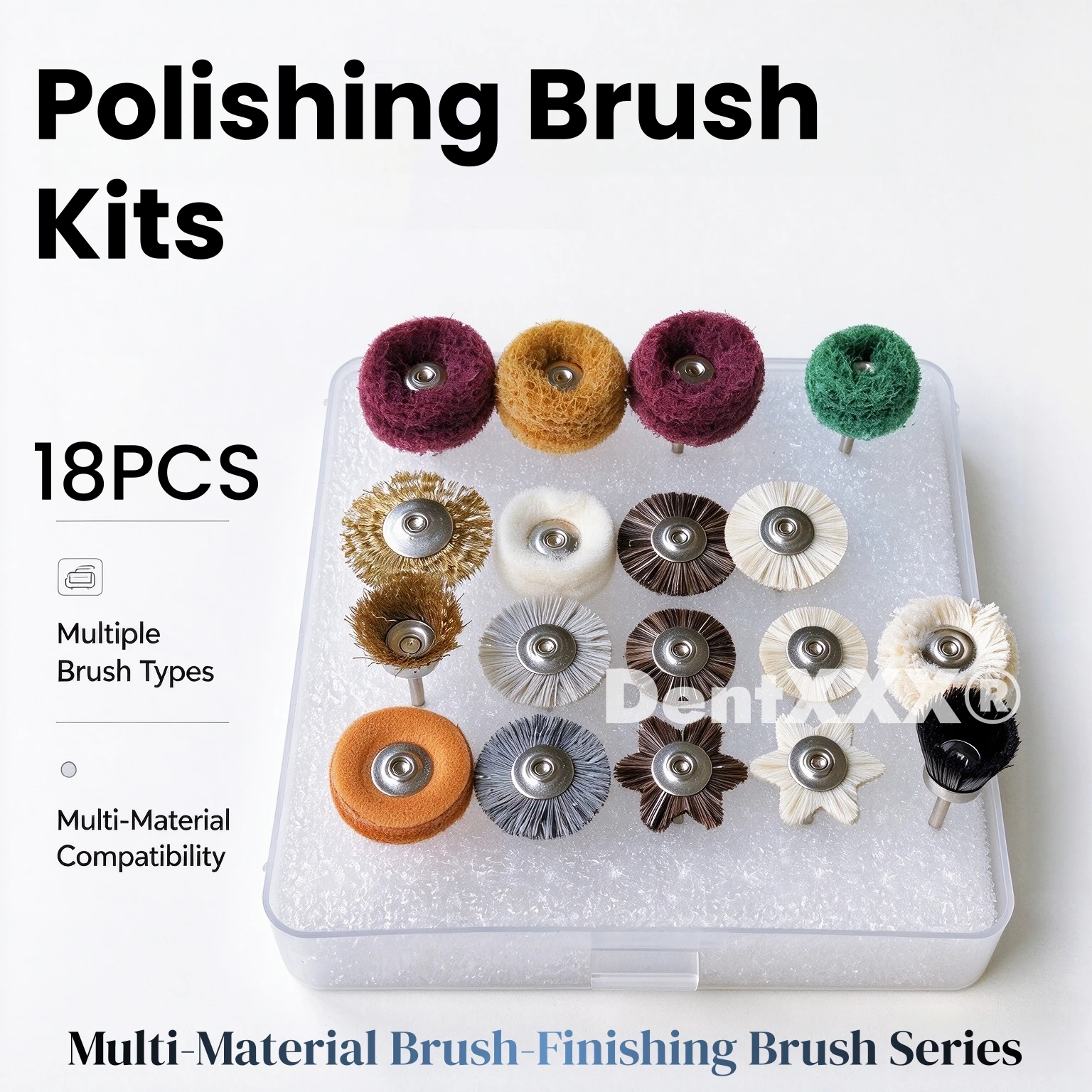 18PCS All-in-One Polishing Brush Kit HP 2.35mm Shank Diameter Brushes Covering All Stages from Rough Cleaning to High-Gloss Fini